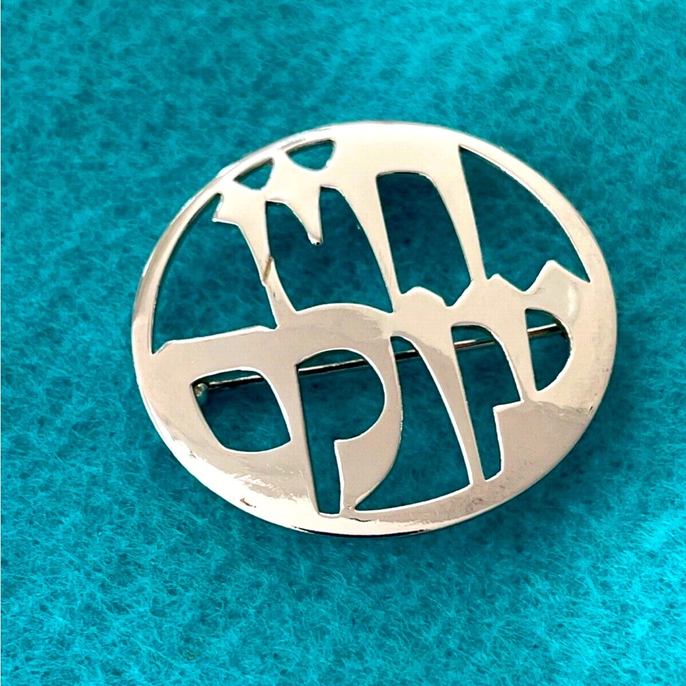 Vintage Judaica Sterling Silver Wolpert Hebrew Eternal Life Pin Brooch signed